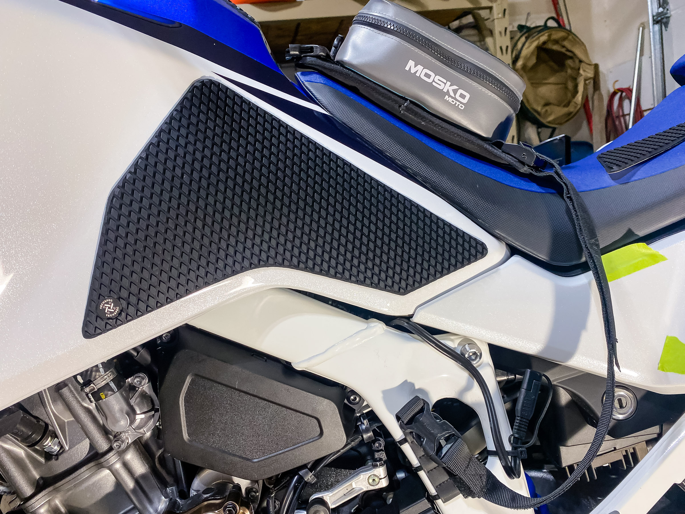 I wanted something to protect the tank from getting scratched. Techspec HONDA AFRICA TWIN ADVENTURE  (2020-Current) Snake Skin Tank Grips w/ Center Tank Protector SKU 62-2038-SS  2436 Precision Dr, STE 1, Minden, NV 89423 95.00