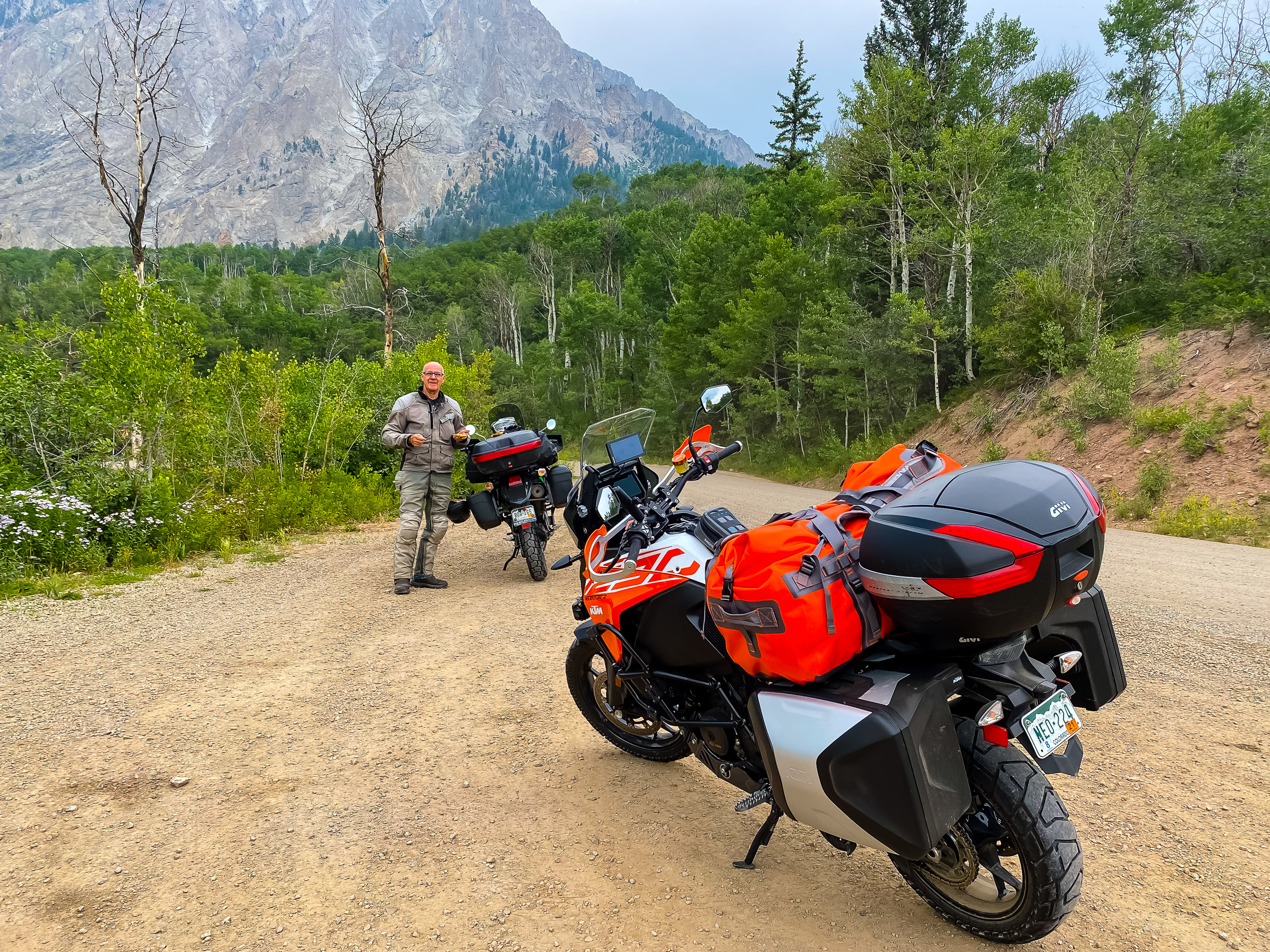 Carl Thomte taking a break on the Kebler Pass Road.