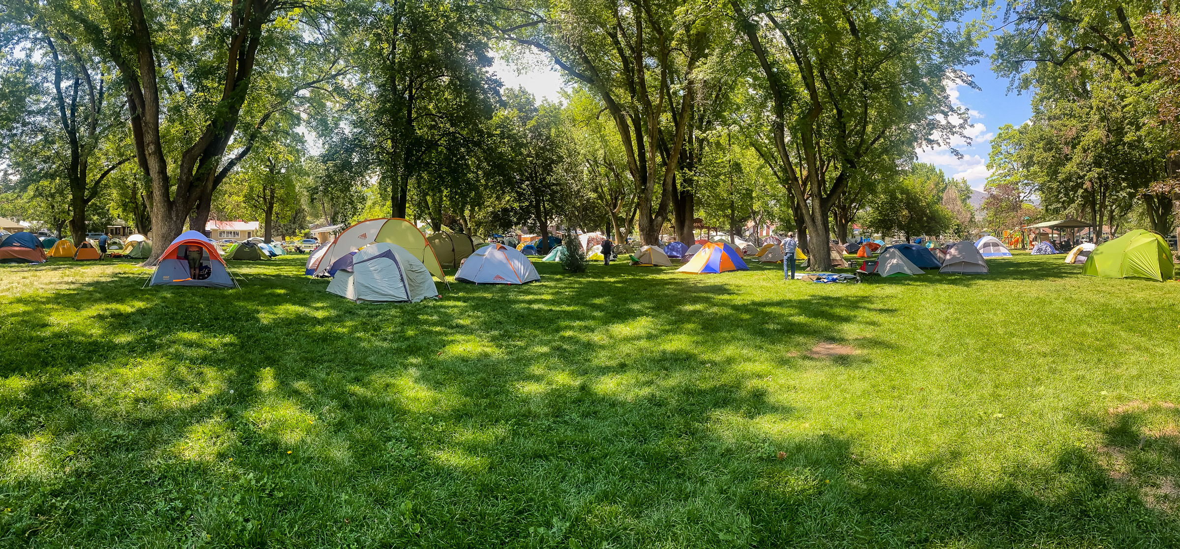 The field is filling up with Tents